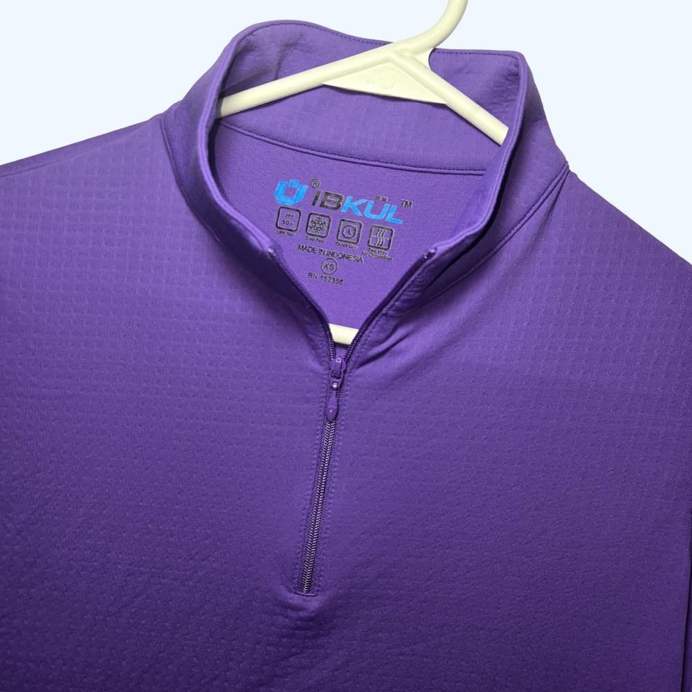 IBKUL Purple IceFil UPF 50+ Long Sleeve 1/4 Zip Womens XS Sun Shirt Golf READ